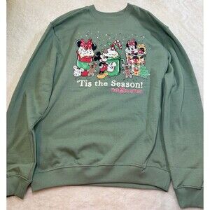 Walt Disney World holiday Green Pullover Sweatshirt Women’s M Mickey Minnie NWT